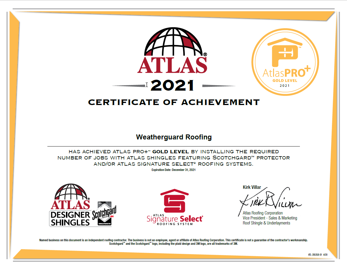 Atlas Pro Plus Gold Level Certificate